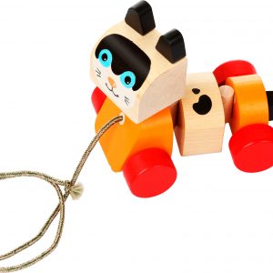 Ahşap Oyuncak Tekerlekli Robot Kedi
