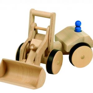 Ahşap Oyuncak Buldozer Tekerlekli