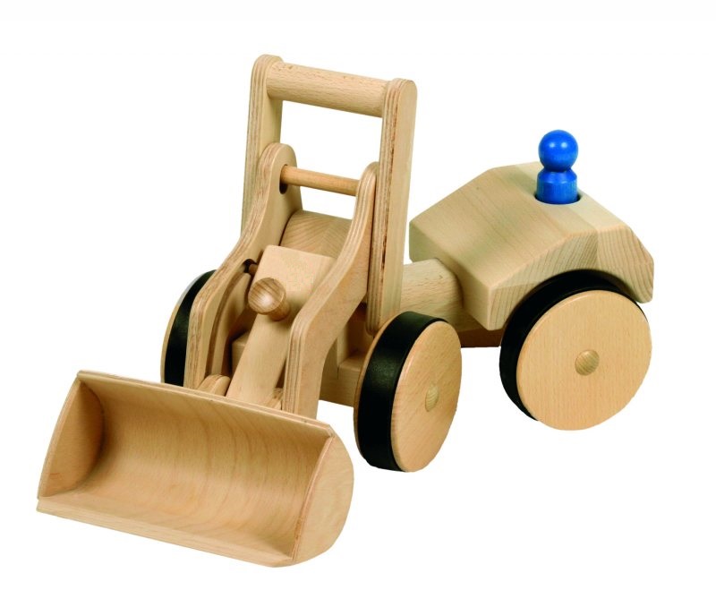 Ahşap Oyuncak Buldozer Tekerlekli