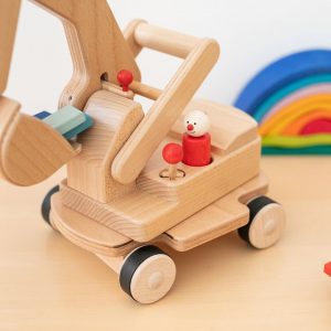 Ahşap Oyuncak Excavator Tekerlekli